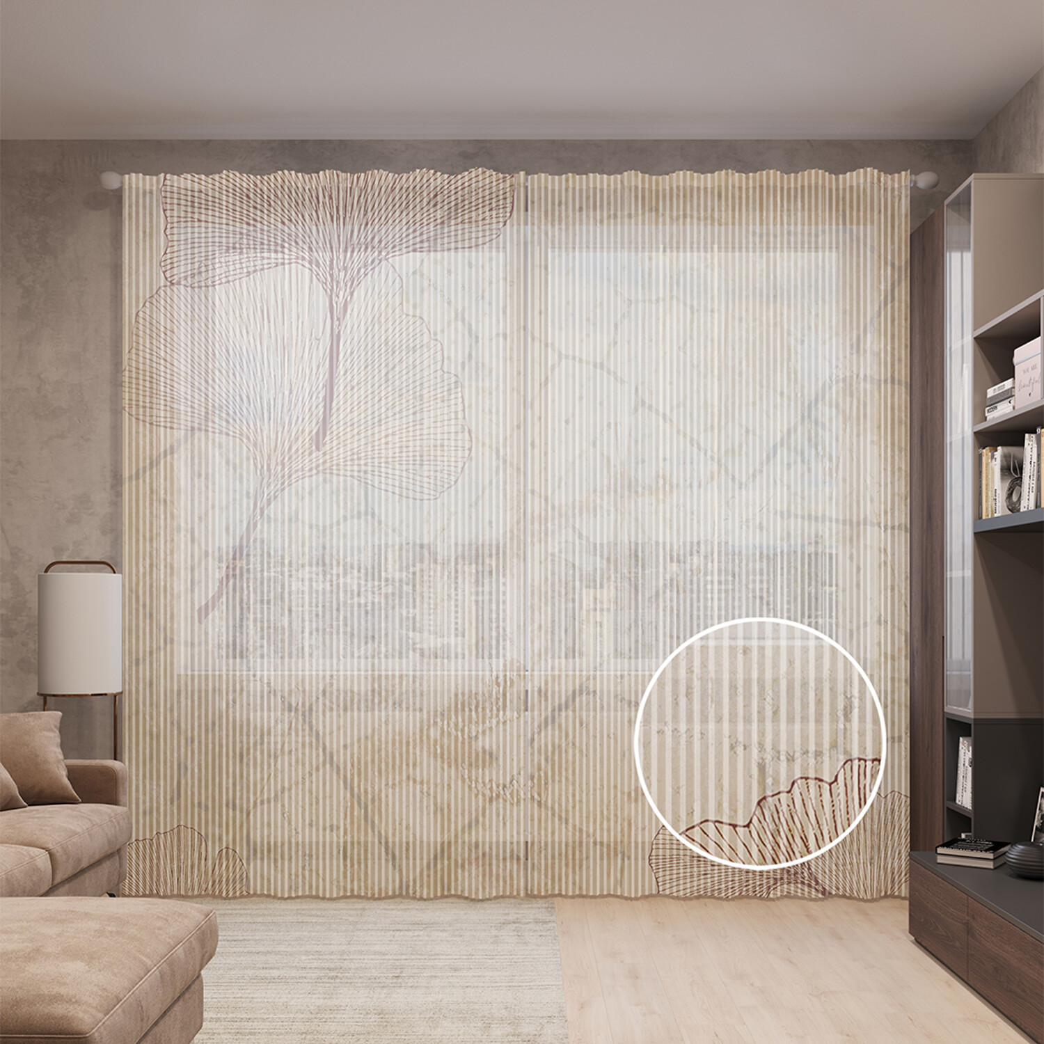 

Тюль вуаль на шторной ленте с принтом JoyArty "Таинственные листочки" 310х265 см, Таинственные листочки