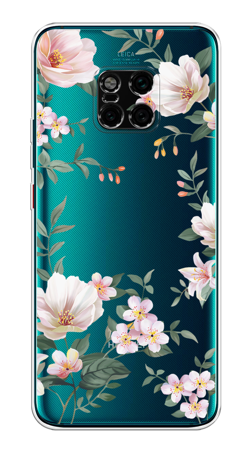 

Чехол на Huawei Mate 20 Pro "Beautiful white flowers", Бежевый;зеленый, 67050-1