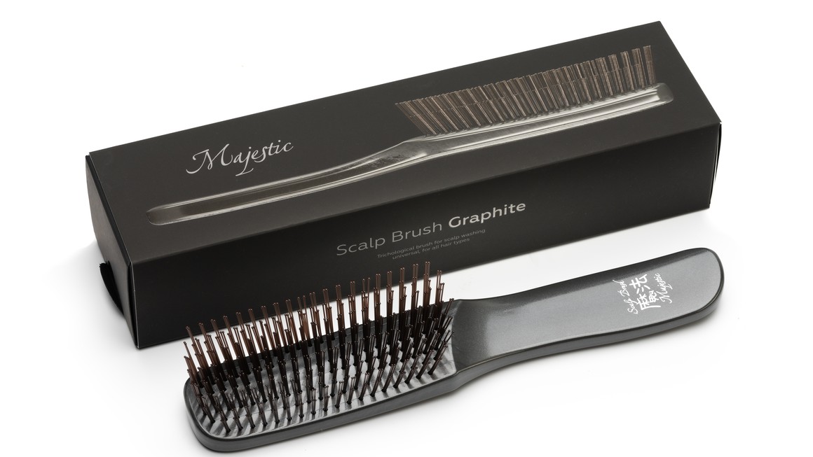 Японская расческа для волос Majestic Graphite средняя жесткость тонер для натуральных седых волос true grey 2823 01 graphite shimmer dark 60 мл