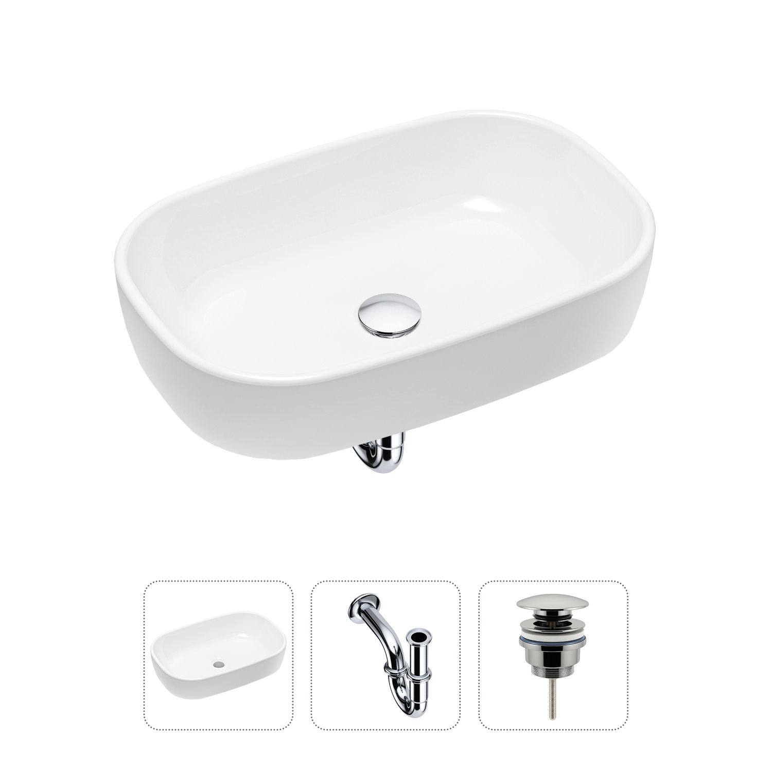 фото Комплект 3 в 1 lavinia boho bathroom sink 21520694: раковина 50.5 см, сифон, донный клапан