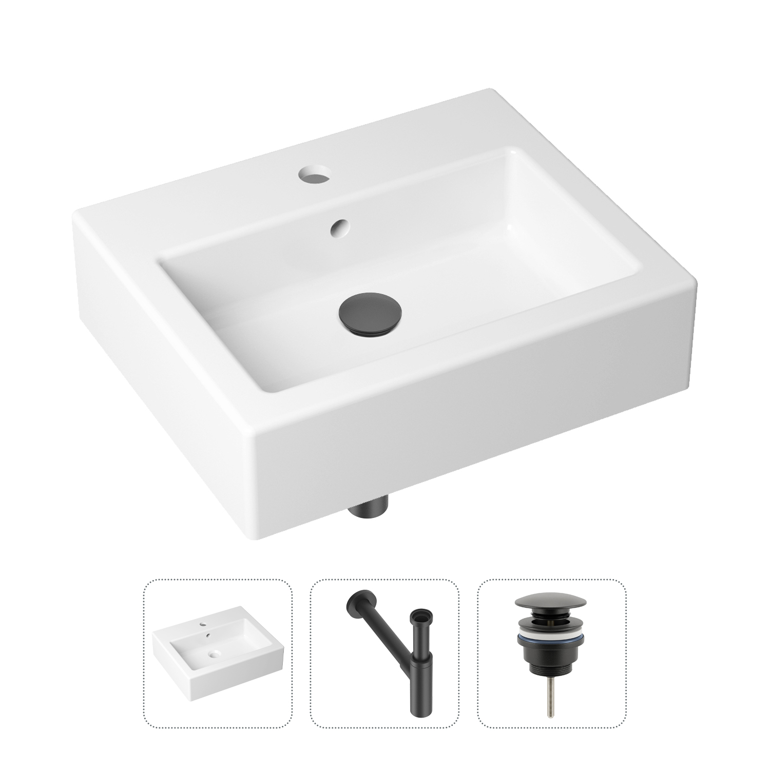 фото Комплект 3 в 1 lavinia boho bathroom sink 21520687: раковина 50.5 см, сифон, донный клапан