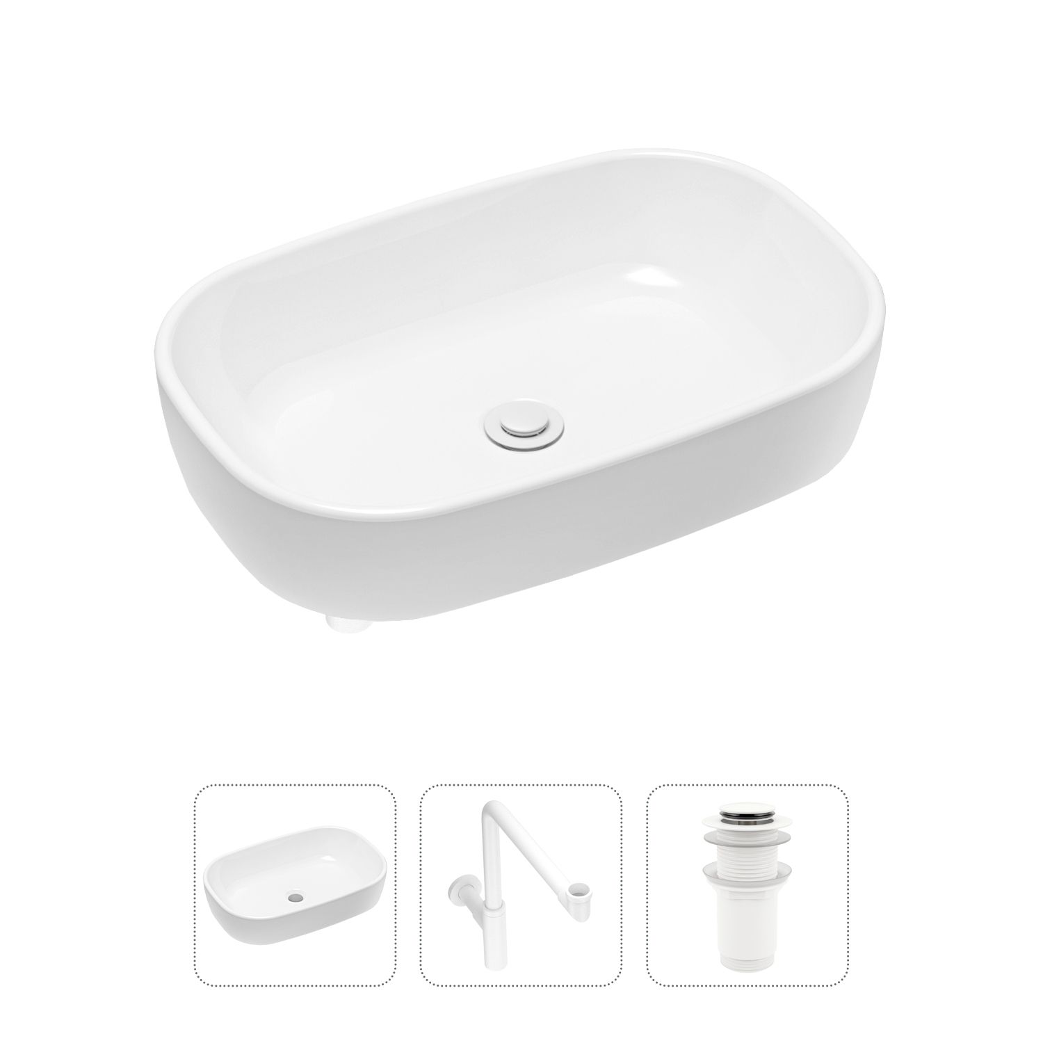 фото Комплект 3 в 1 lavinia boho bathroom sink 21520681: раковина 50.5 см, сифон, донный клапан