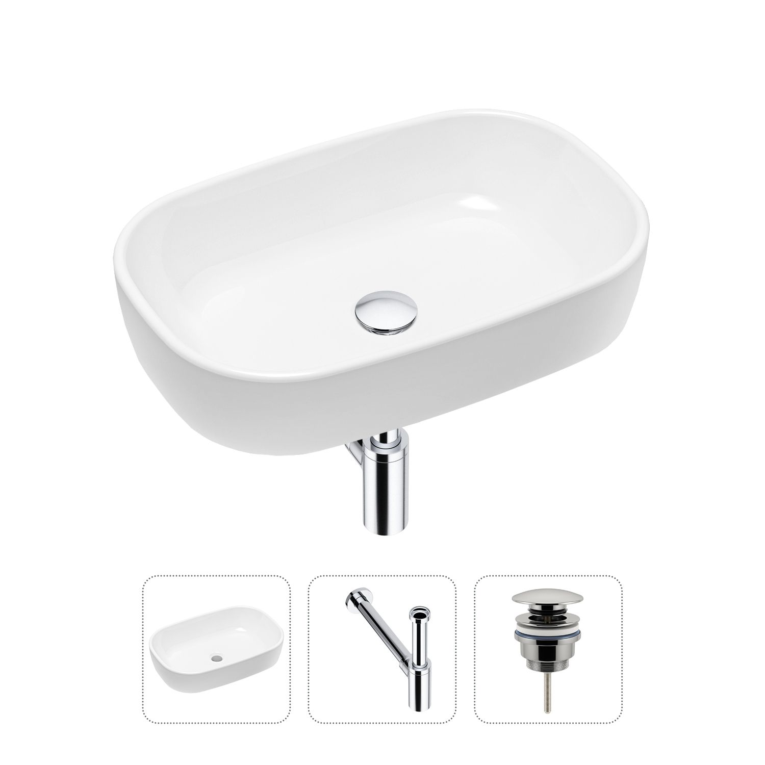 фото Комплект 3 в 1 lavinia boho bathroom sink 21520680: раковина 50.5 см, сифон, донный клапан