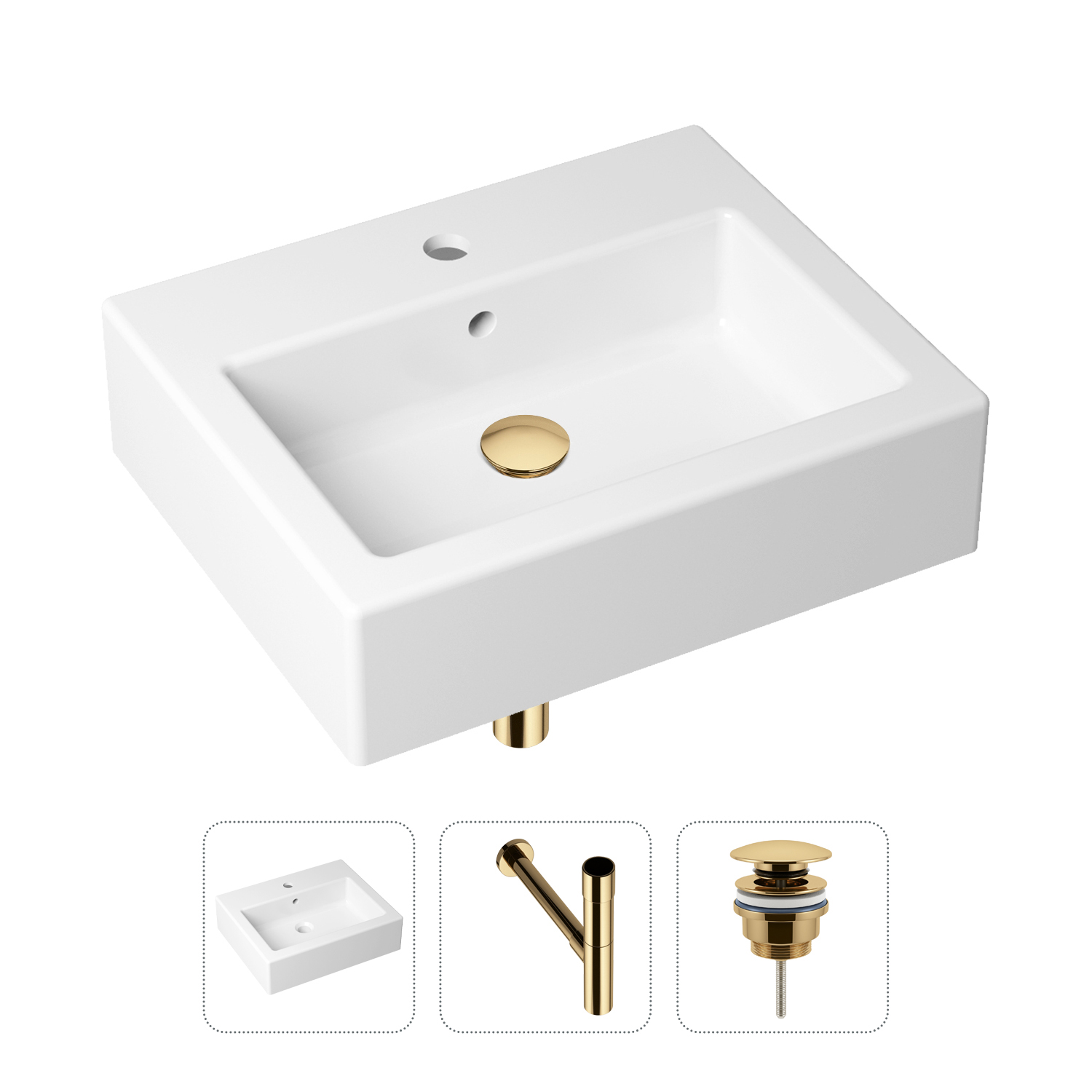 

Комплект 3 в 1 Lavinia Boho Bathroom Sink 21520679: раковина 50.5 см, сифон, донный клапан, Черный, Комплект раковин Lavinia Boho 33311013 (универсальный д/к, с сифоном №3)