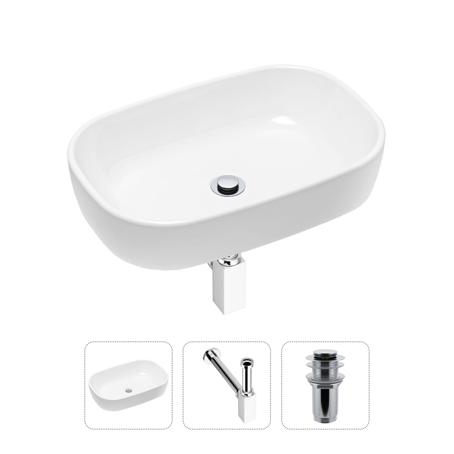 

Комплект 3 в 1 Lavinia Boho Bathroom Sink 21520180: раковина 40 см, сифон, донный клапан