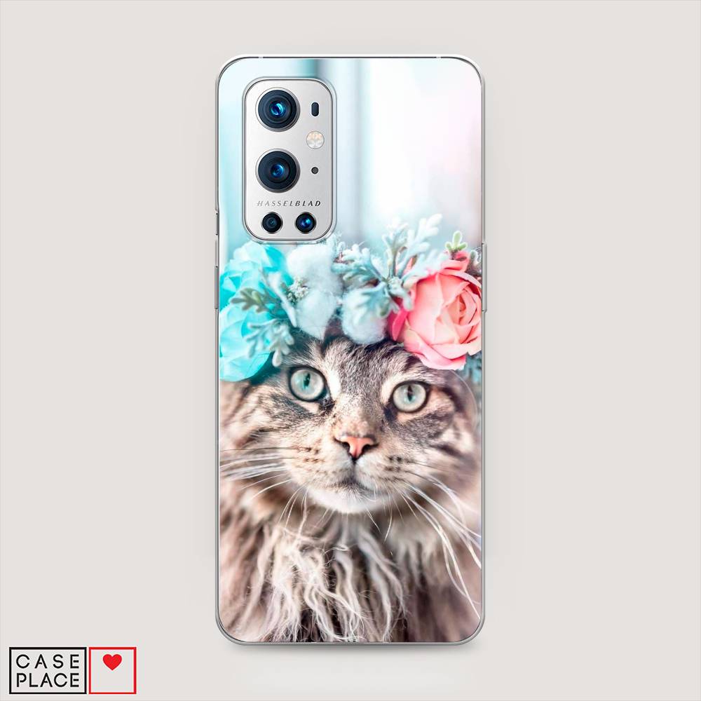 

Чехол Awog на OnePlus 9 Pro / ВанПлас 9 Pro "Кот в венке", Серый;голубой;розовый, 151550-2
