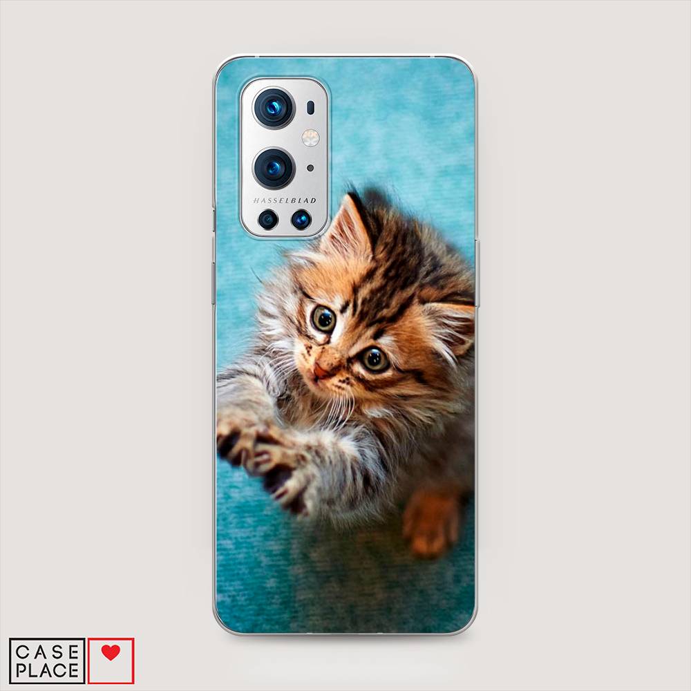 

Чехол Awog на OnePlus 9 Pro / ВанПлас 9 Pro "Котенок просит есть", Голубой;коричневый;белый, 151550-2