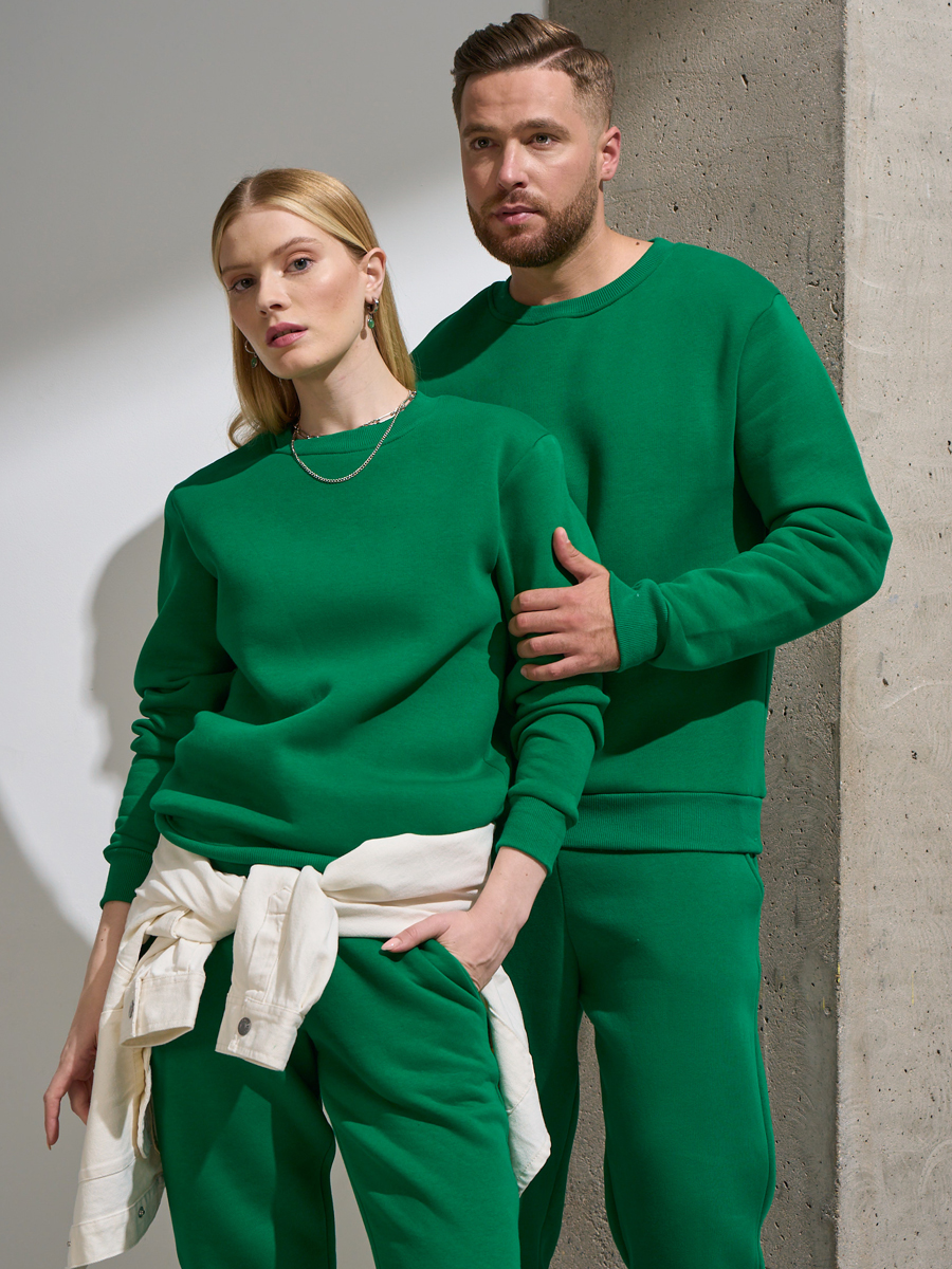 Свитшот унисекс Uzcotton Premium с начесом зеленый 44-46 RU 1235₽