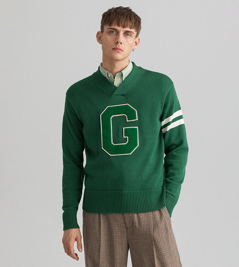 Пуловер мужской GANT 8040123 зеленый 2XL