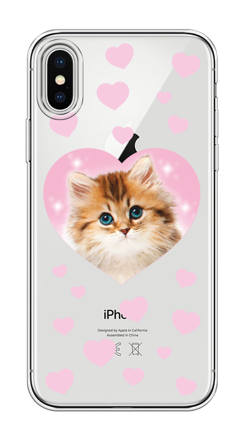 

Чехол на Apple iPhone X/XS "Котенок в сердце", Розовый;оранжевый;белый;прозрачный, 11850-1