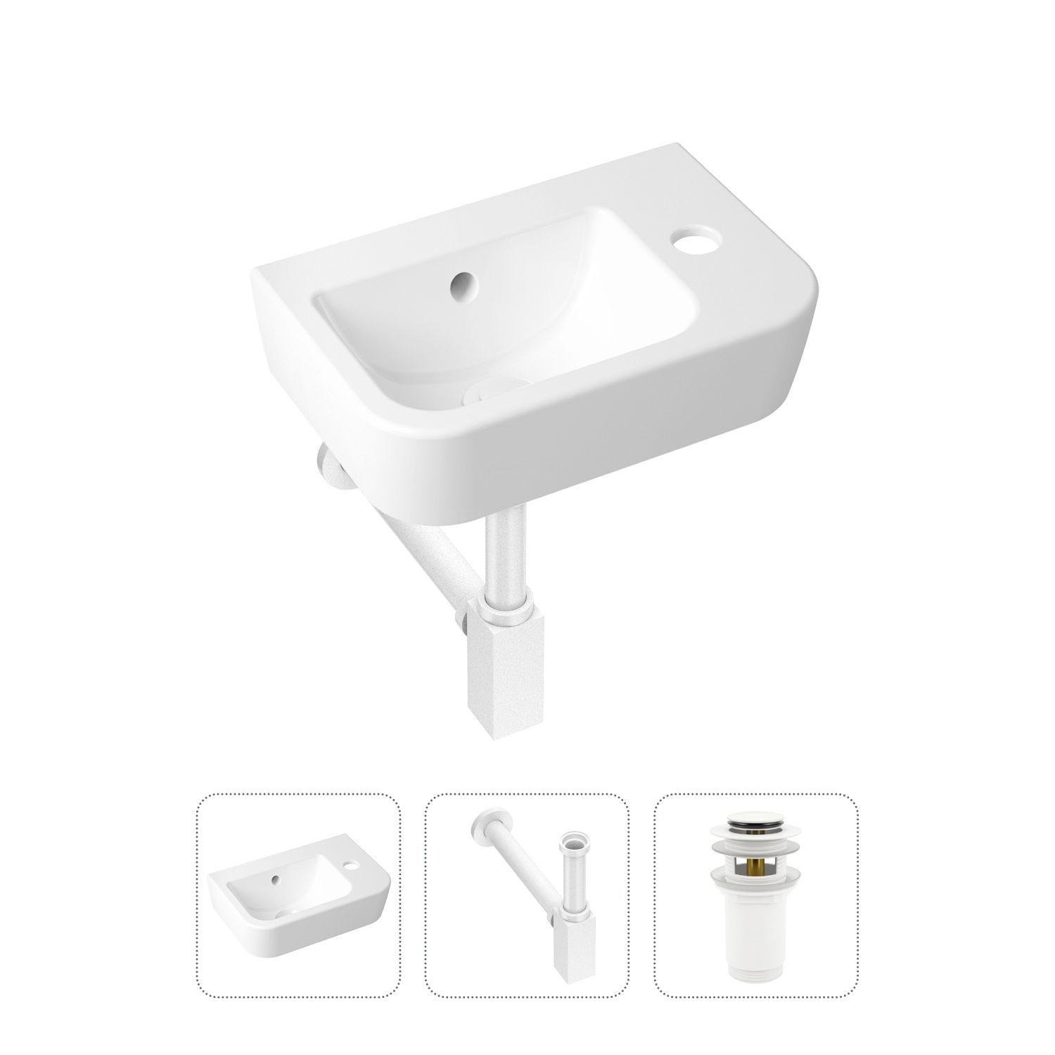 Комплект 3 в 1 Lavinia Boho One 21520766: раковина для туалета 37 см, сифон, донный клапан