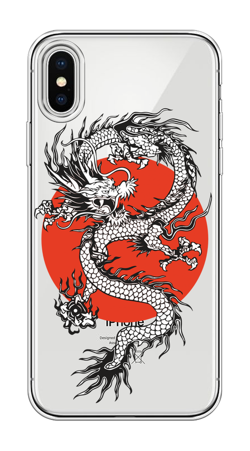 

Чехол на Apple iPhone X/XS "Восходящий дракон", Белый;черный;красный, 11850-1