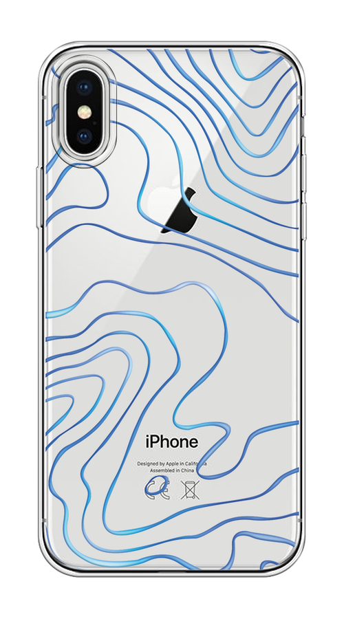 

Чехол на Apple iPhone X/XS "Blue lines", Прозрачный;синий, 11850-1