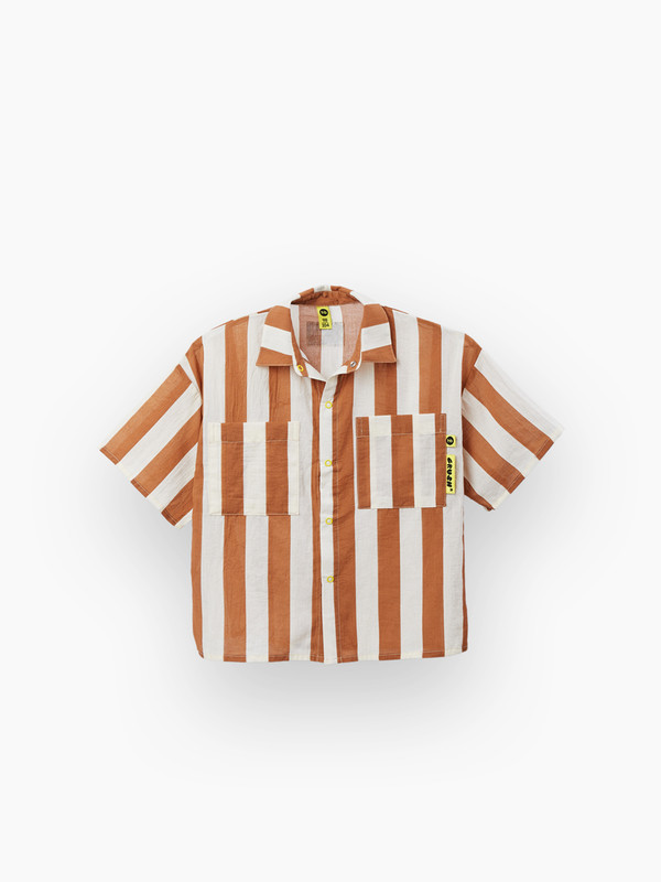 Рубашка детская Happy Baby 88116 цв. белый; коричневый р. 110