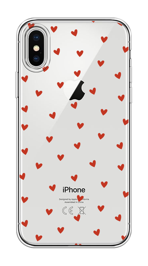 

Чехол на Apple iPhone X/XS "Red hearts", Красный;прозрачный, 11850-1