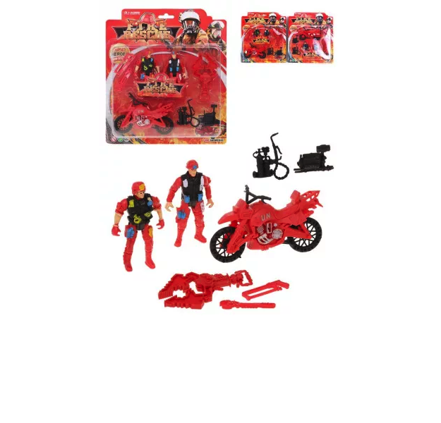 фото Игрушечная машинка наша игрушка пожарная охрана, 2 фигурки, мотоцикл, аксессуары 200747966