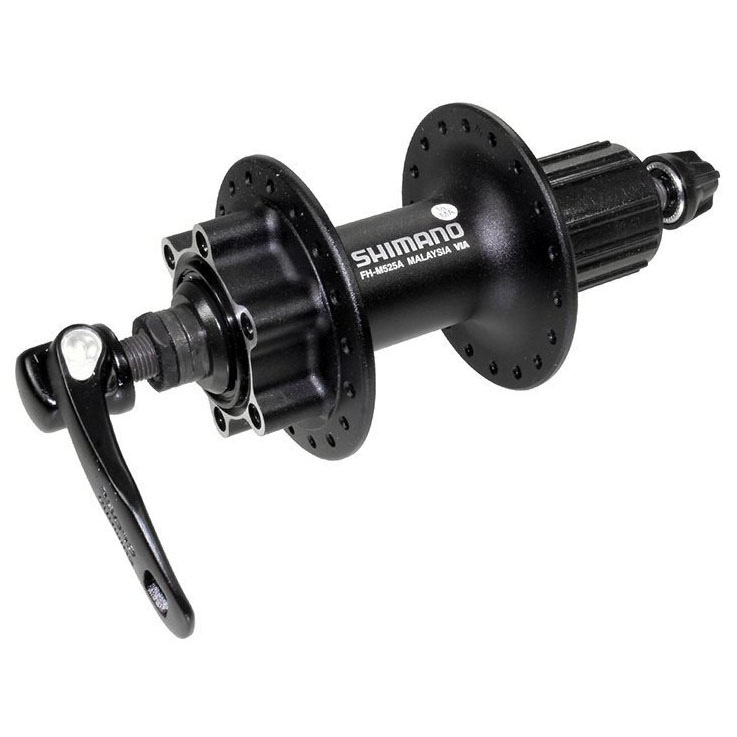 Втулка задняя SHIMANO Deore M525A, 36H, 8/9ск, OLD:135мм, 6-болтов, QR, черный / лого  Shi