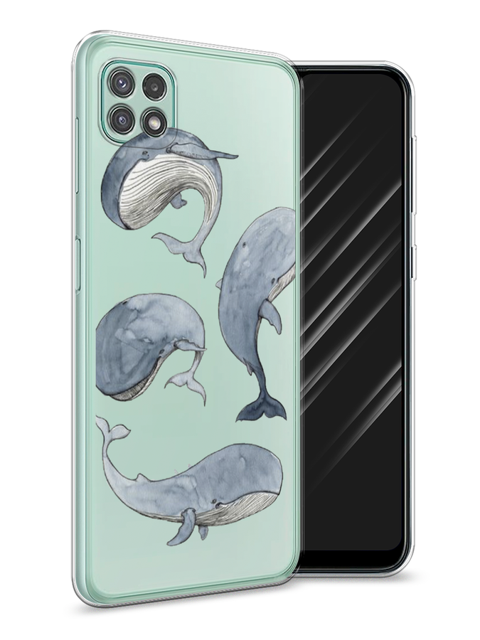 

Чехол Awog на Samsung Galaxy A22s 5G / Самсунг A22s 5G "Киты", Белый;прозрачный;голубой, 2104250-1