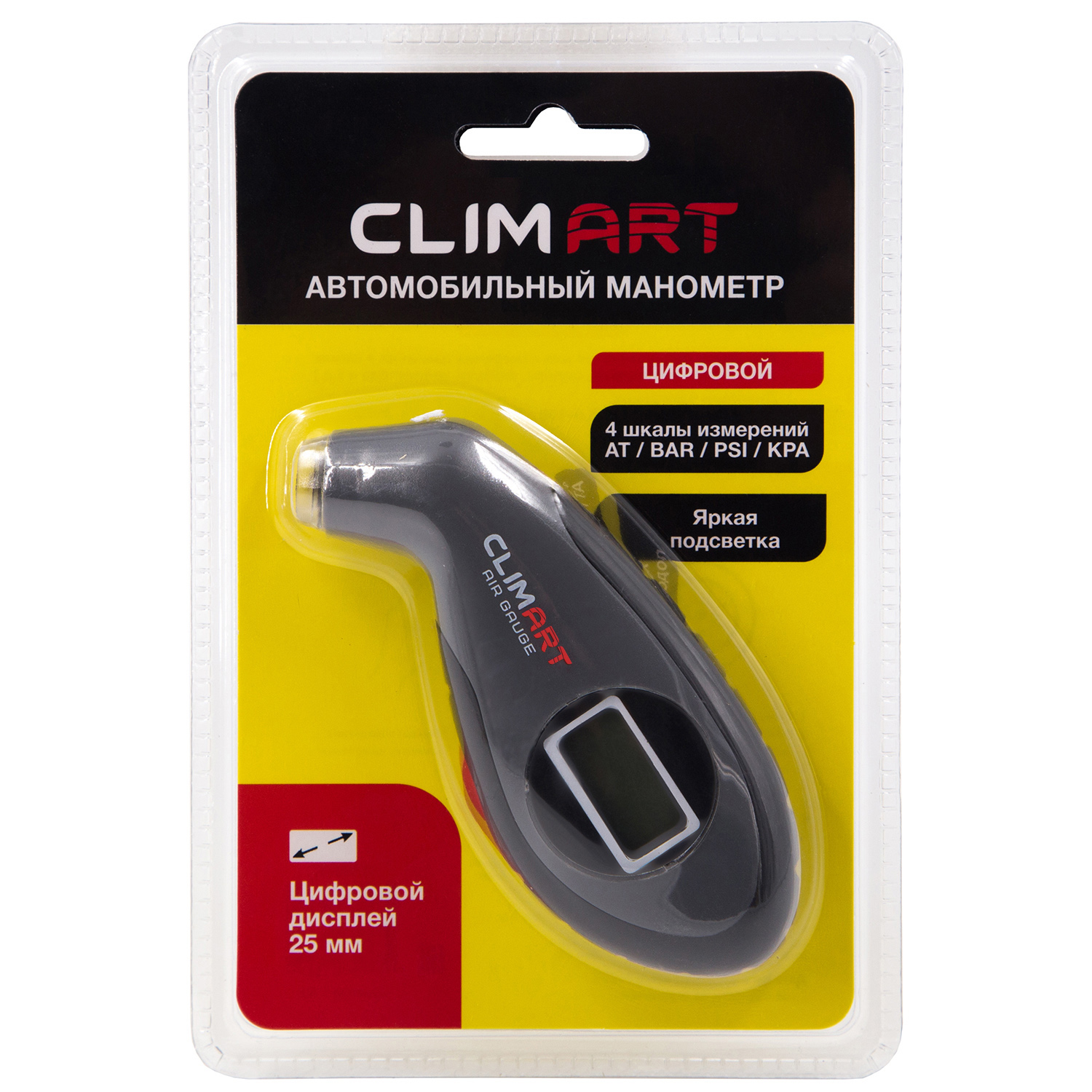 Манометр Clim Art автомобильный цифровой высокоточный пластиковый арт CLA00751