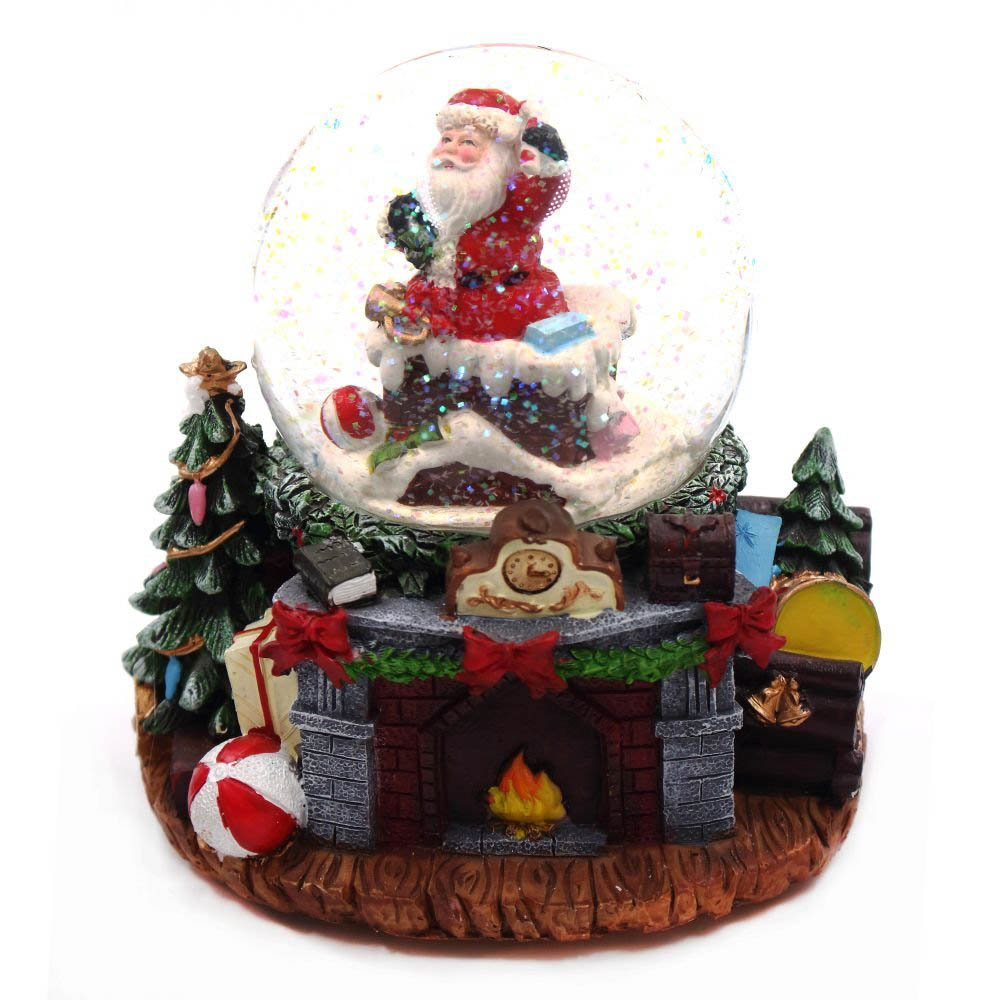 

Фигурка в стеклянном шаре с музыкой и подсвет. Санта D10см, L14W14H15см KSM-722533, Разноцветный