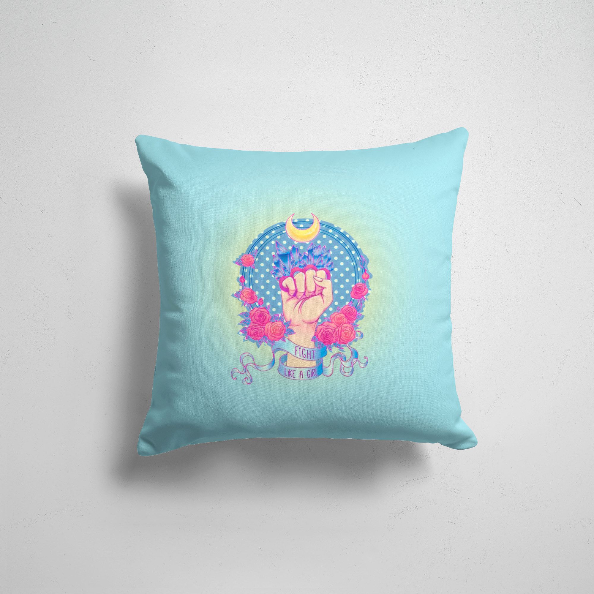 

Подушка декоративная 45х45см Девушкам Красивые рисунки Fight like a girl, Разноцветный