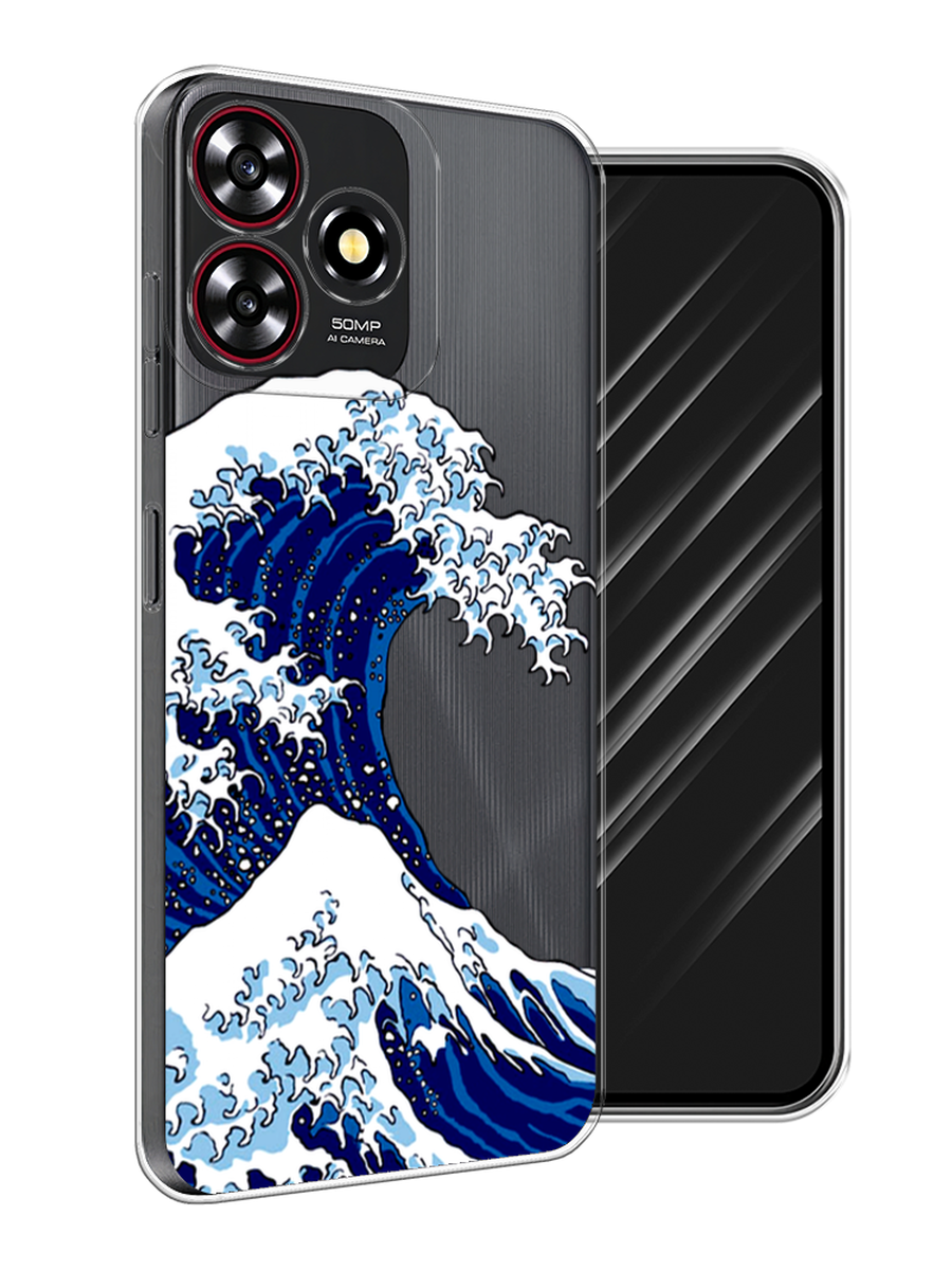 

Чехол Awog на ZTE Blade A73 4G "Волна в Канагаве", Синий;белый, 136450-1