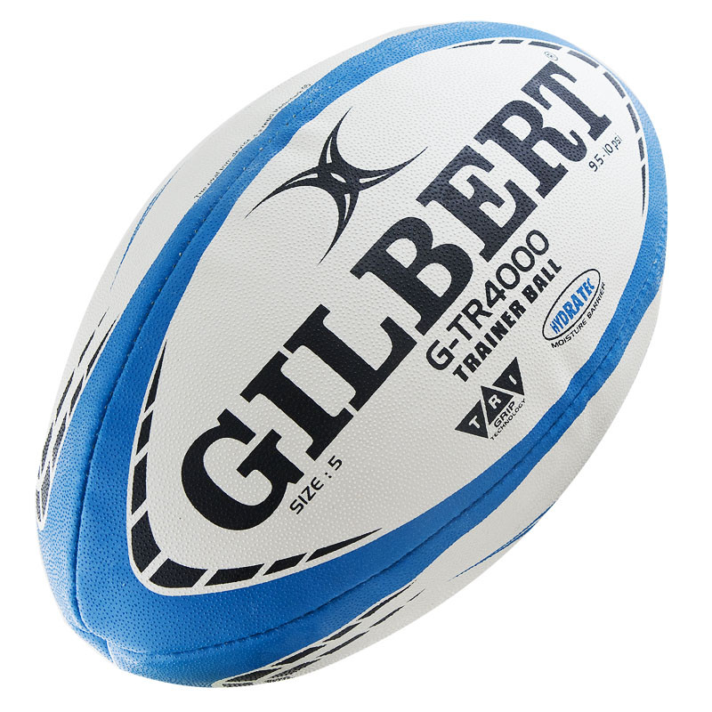 Мяч для регби GILBERT G-TR4000 арт.42098105, р.5, резина, ручная сшивка, бело-черно-голубо