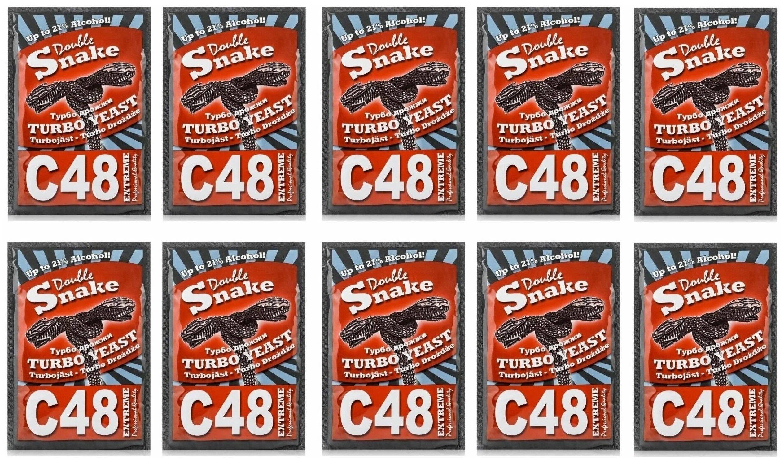 

Дрожжи спиртовые турбо Double Snake C48, 130 гр - 10 шт.