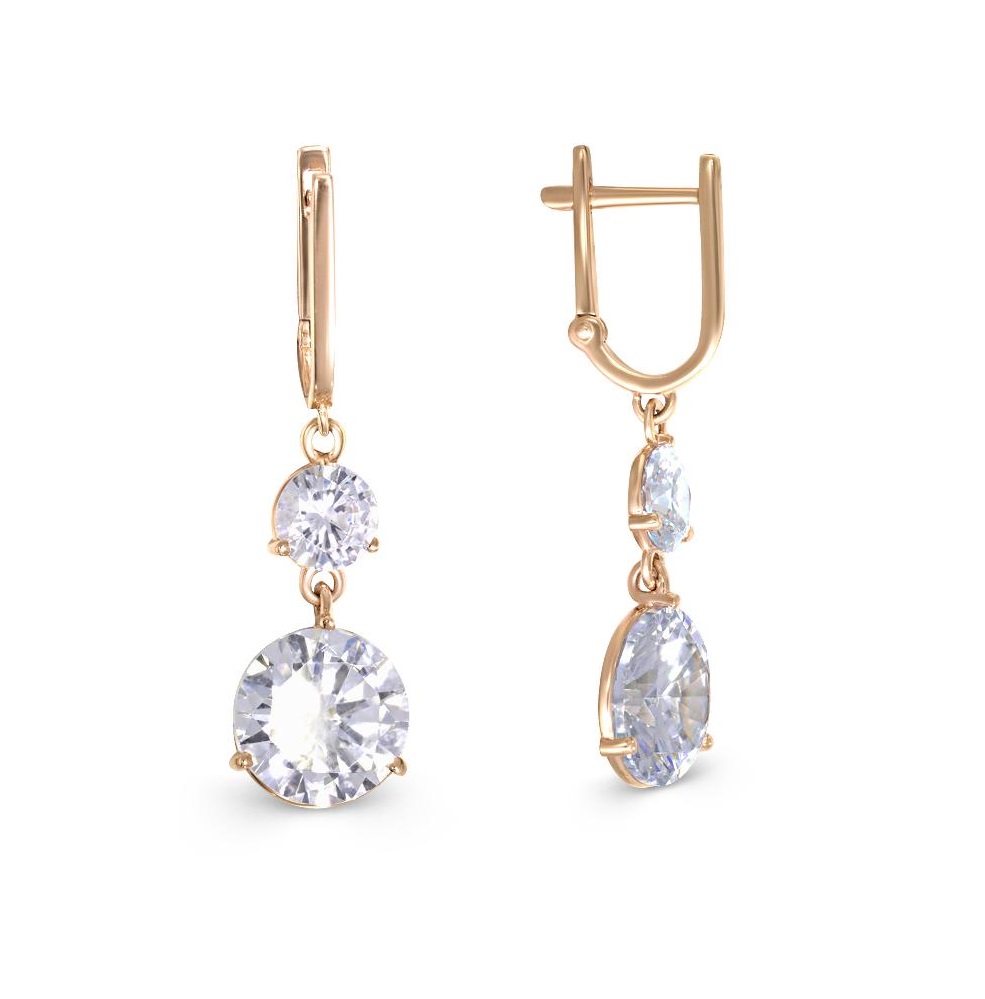 

Серьги из красного золота с фианитом NEWGOLD 105000291585f, 105000291585f