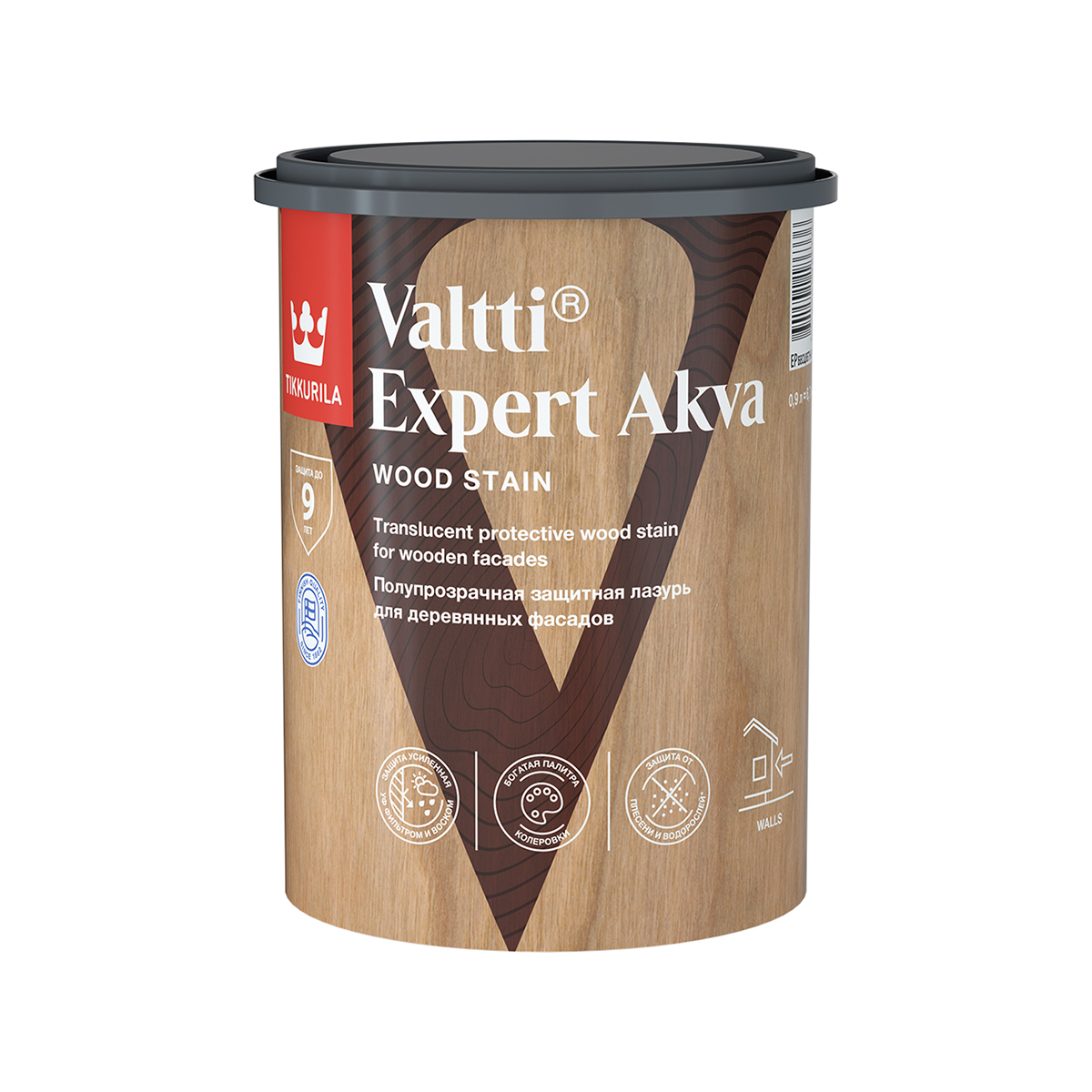 

Лазурь Tikkurila Valtti Expert Akva высокоэффективная декоративно-защитная 0,9 л, Прозрачный