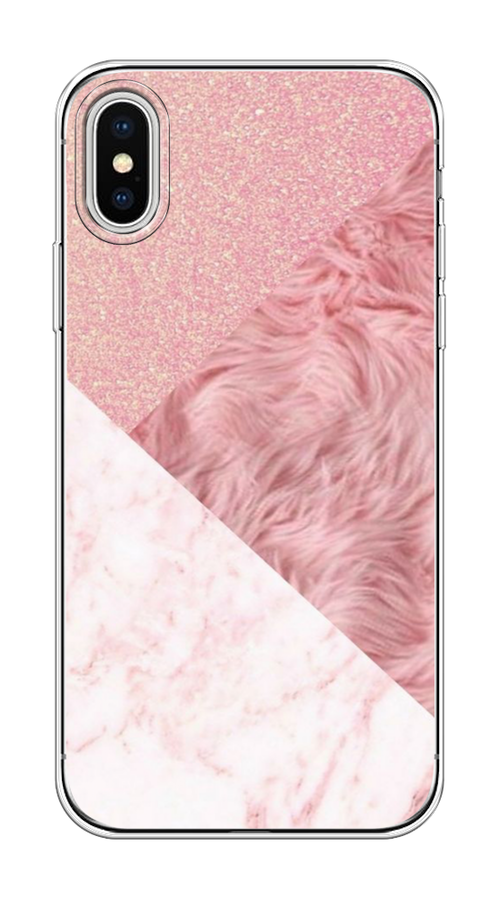 

Чехол на Apple iPhone X/XS "Текстурные треугольники", Розовый;белый, 11850-1
