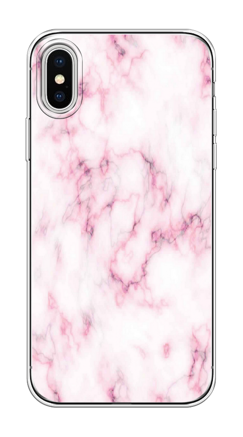 

Чехол на Apple iPhone X/XS "Мрамор с розовым", Белый;розовый, 11850-1