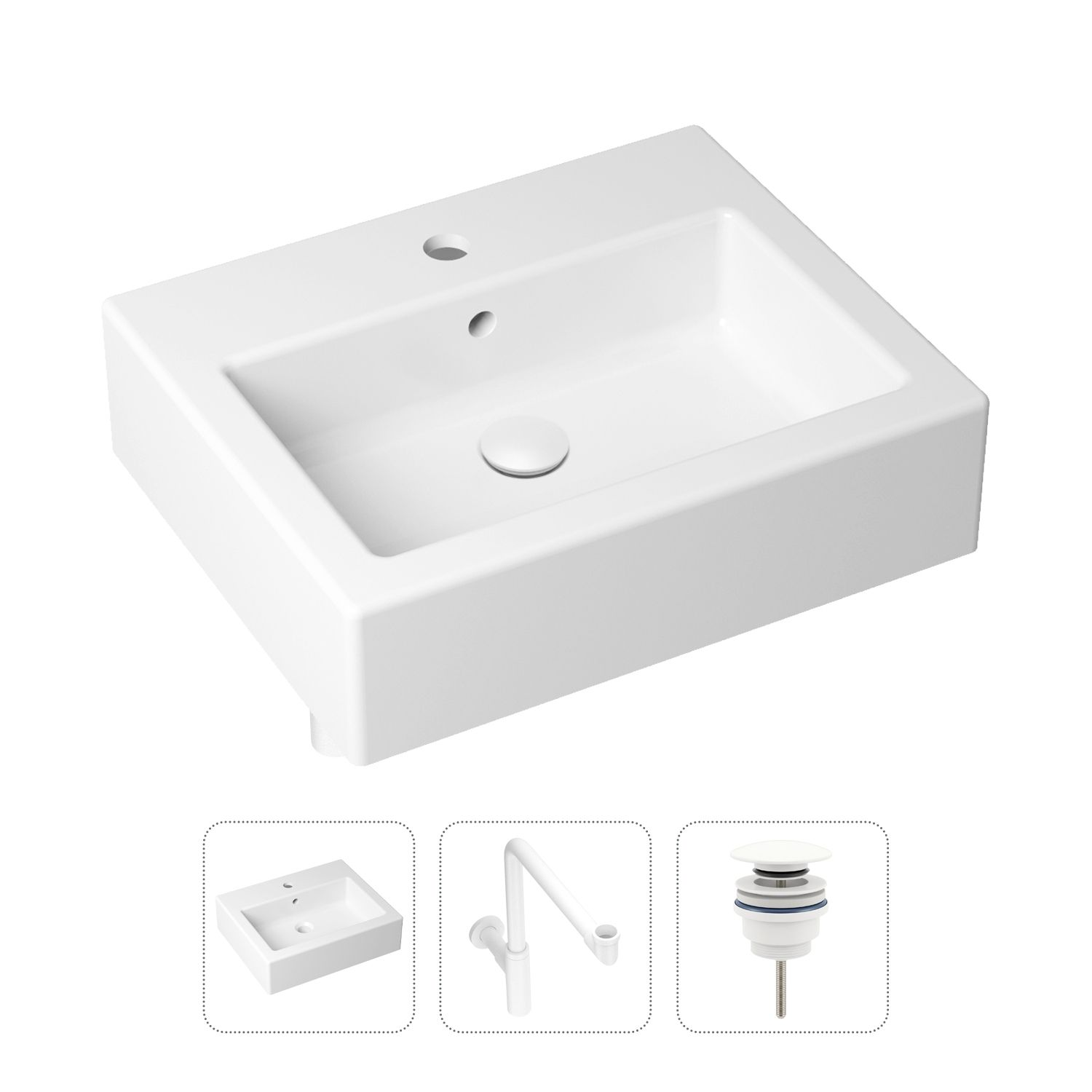 фото Комплект 3 в 1 lavinia boho bathroom sink 21520703: раковина 50.5 см, сифон, донный клапан