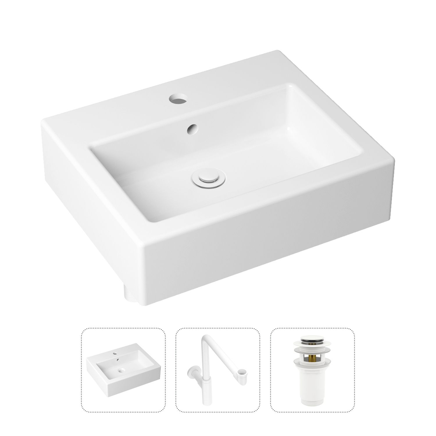 фото Комплект 3 в 1 lavinia boho bathroom sink 21520702: раковина 50.5 см, сифон, донный клапан