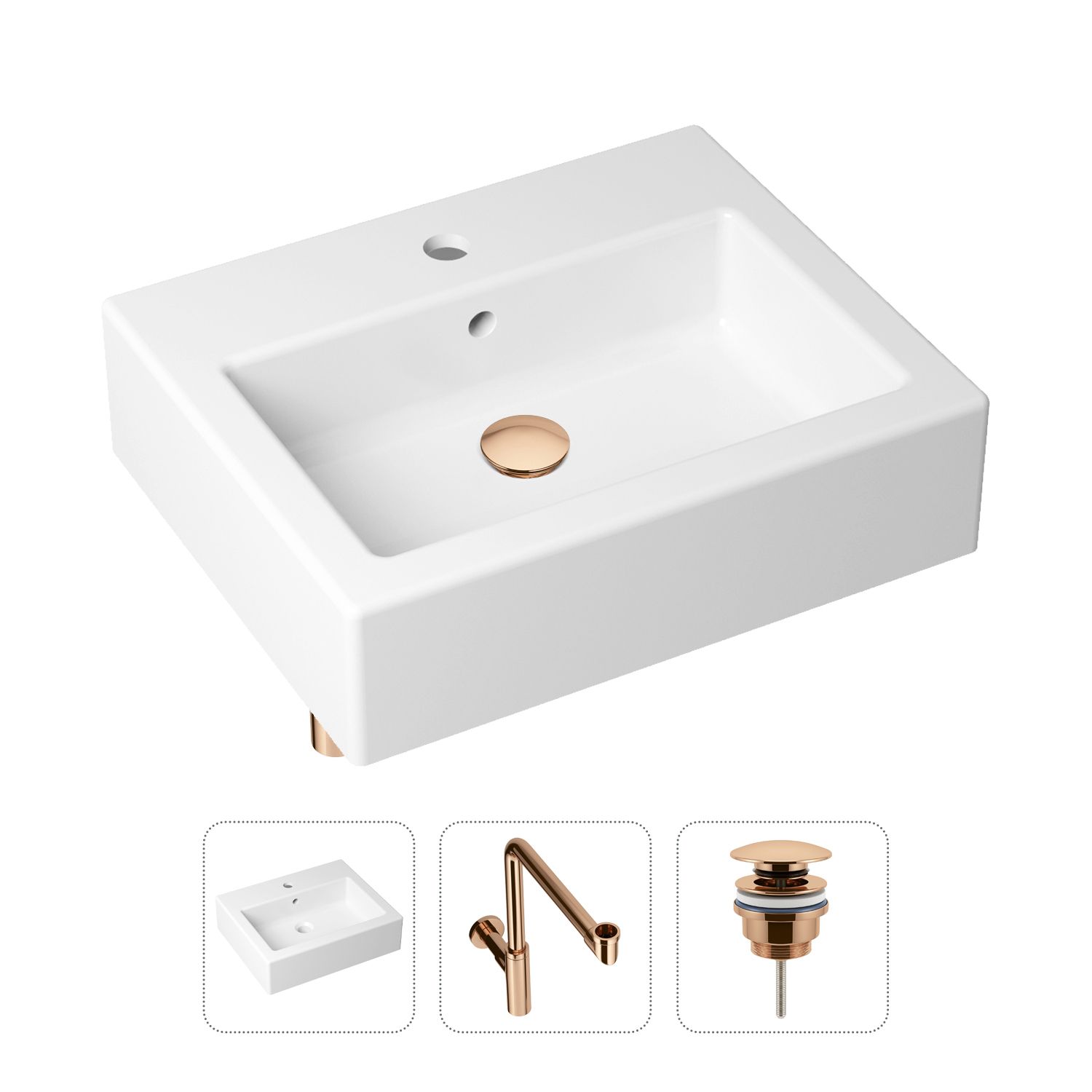 фото Комплект 3 в 1 lavinia boho bathroom sink 21520701: раковина 50.5 см, сифон, донный клапан