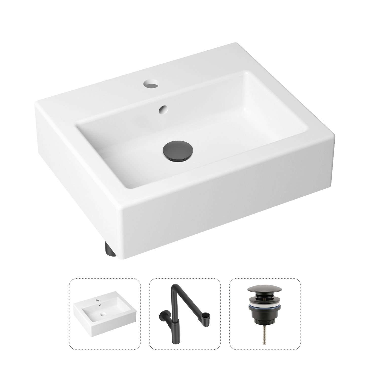 фото Комплект 3 в 1 lavinia boho bathroom sink 21520697: раковина 50.5 см, сифон, донный клапан