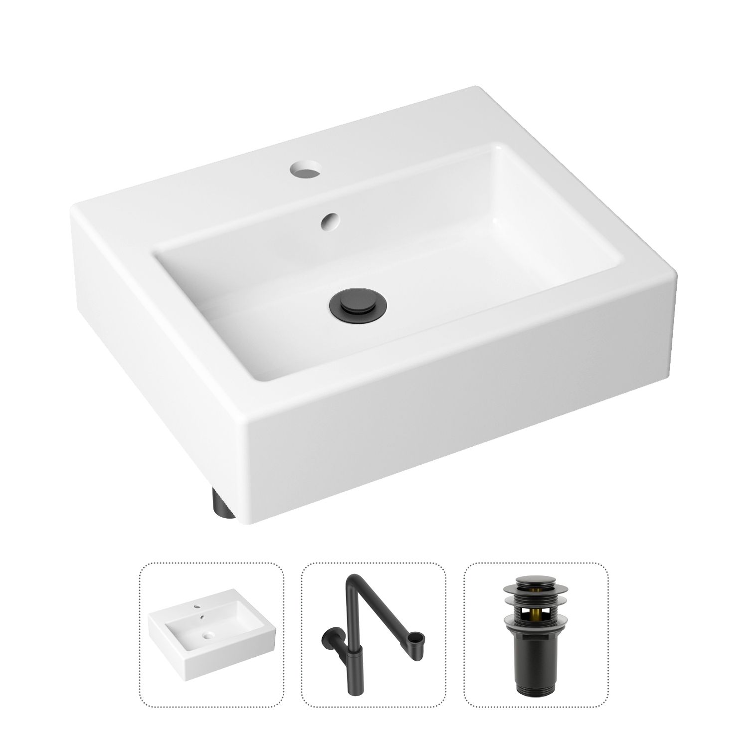 фото Комплект 3 в 1 lavinia boho bathroom sink 21520696: раковина 50.5 см, сифон, донный клапан