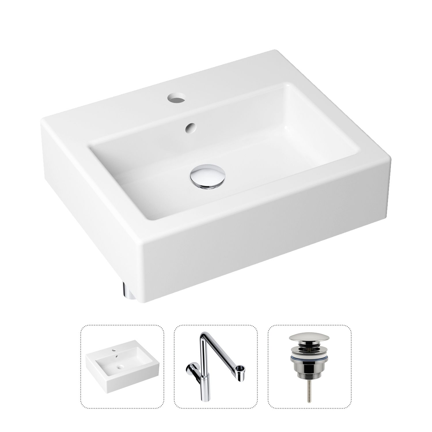 фото Комплект 3 в 1 lavinia boho bathroom sink 21520695: раковина 50.5 см, сифон, донный клапан