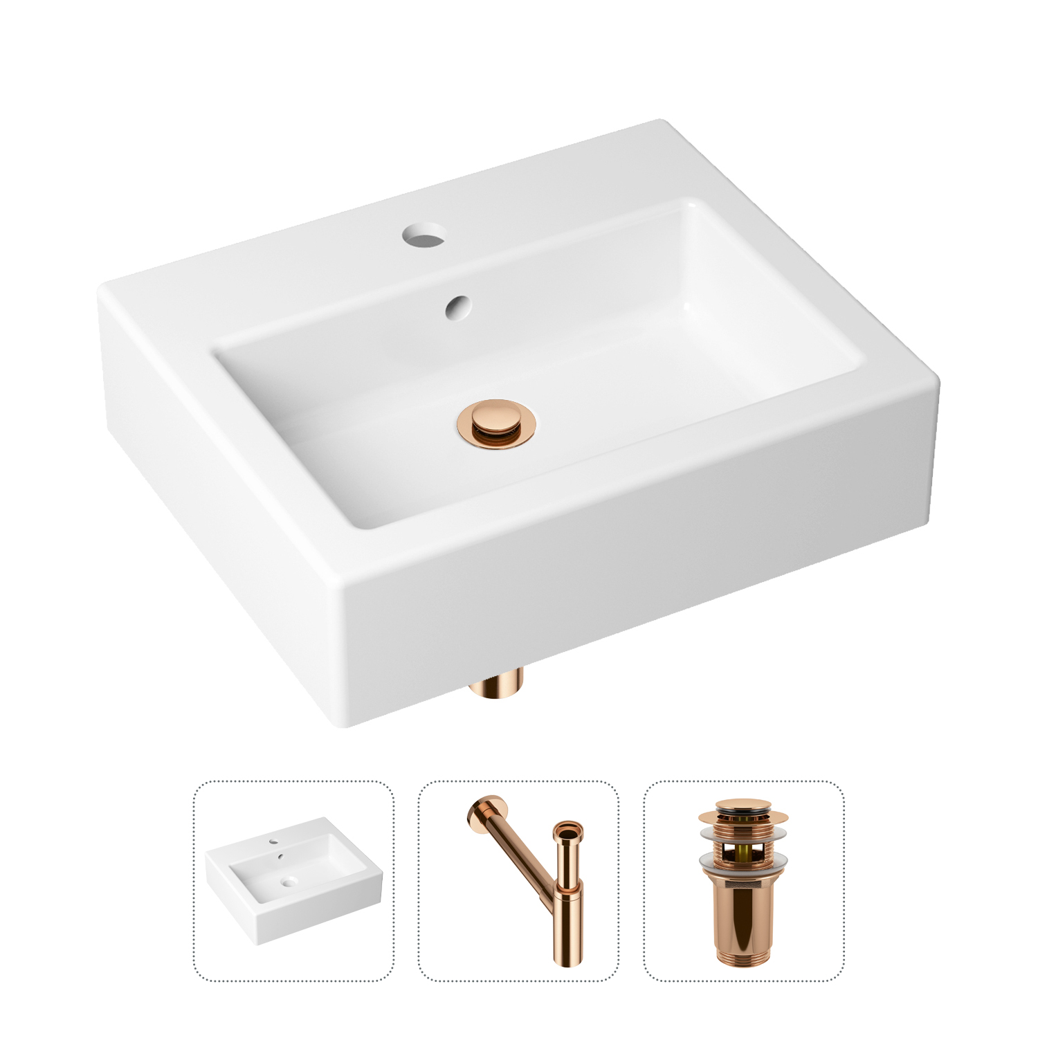 Комплект 3 в 1 Lavinia Boho Bathroom Sink 21520690: раковина 50.5 см, сифон, донный клапан