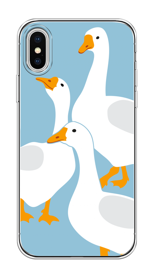 

Чехол на Apple iPhone X/XS "Гусиное трио", Голубой;белый;серый;желтый, 11850-1