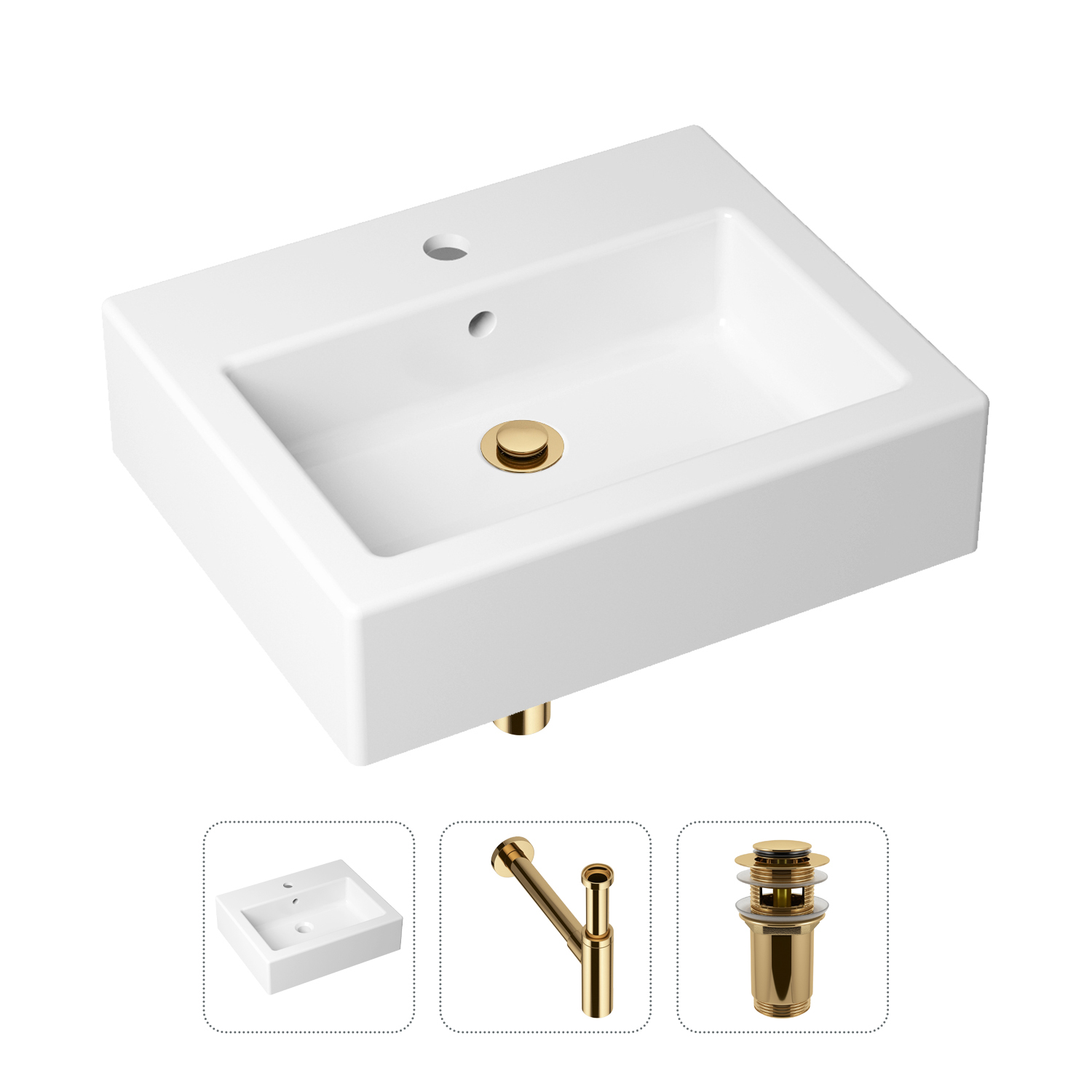 фото Комплект 3 в 1 lavinia boho bathroom sink 21520688: раковина 50.5 см, сифон, донный клапан