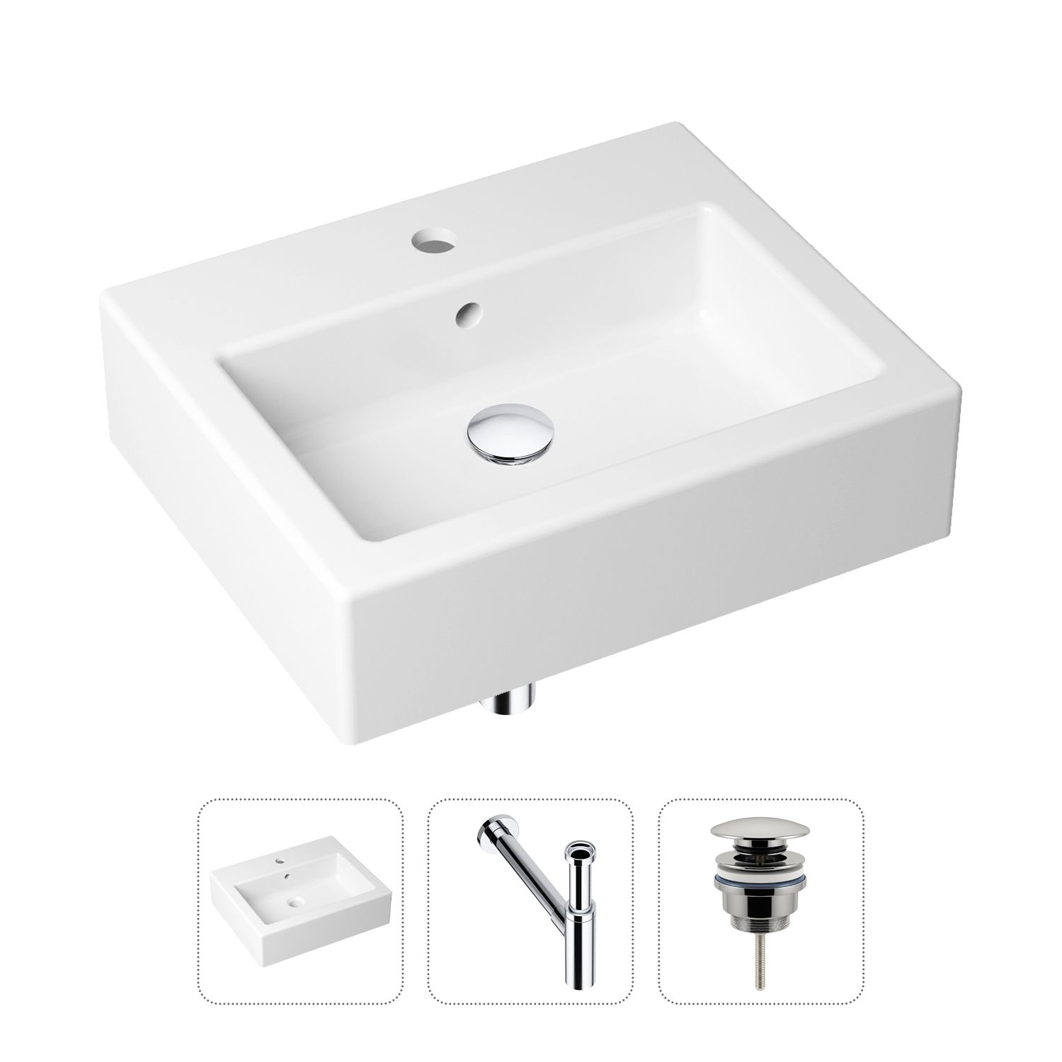 фото Комплект 3 в 1 lavinia boho bathroom sink 21520685: раковина 50.5 см, сифон, донный клапан