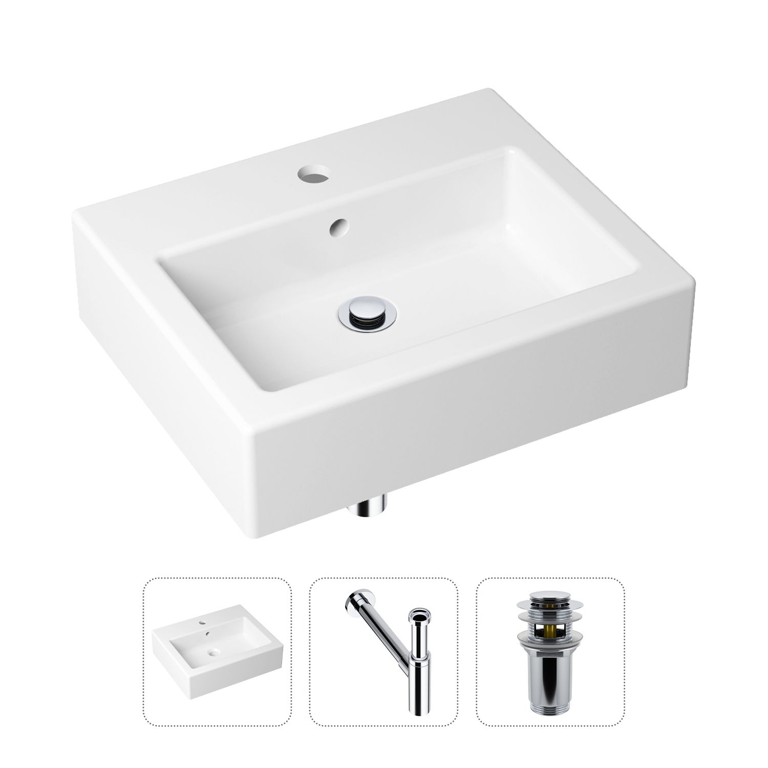 фото Комплект 3 в 1 lavinia boho bathroom sink 21520684: раковина 50.5 см, сифон, донный клапан