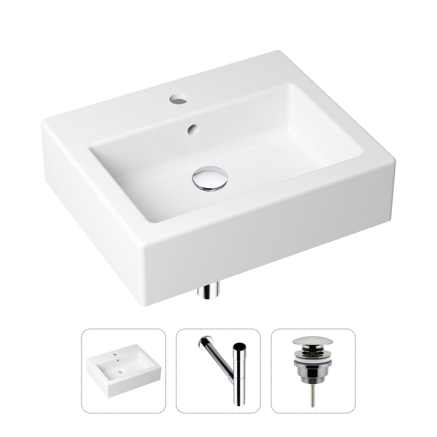 фото Комплект 3 в 1 lavinia boho bathroom sink 21520675: раковина 50.5 см, сифон, донный клапан