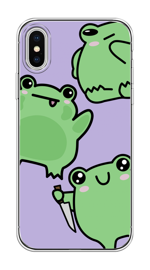 

Чехол на Apple iPhone X/XS "Опасные лягушата", Фиолетовый;зеленый;черный, 11850-1