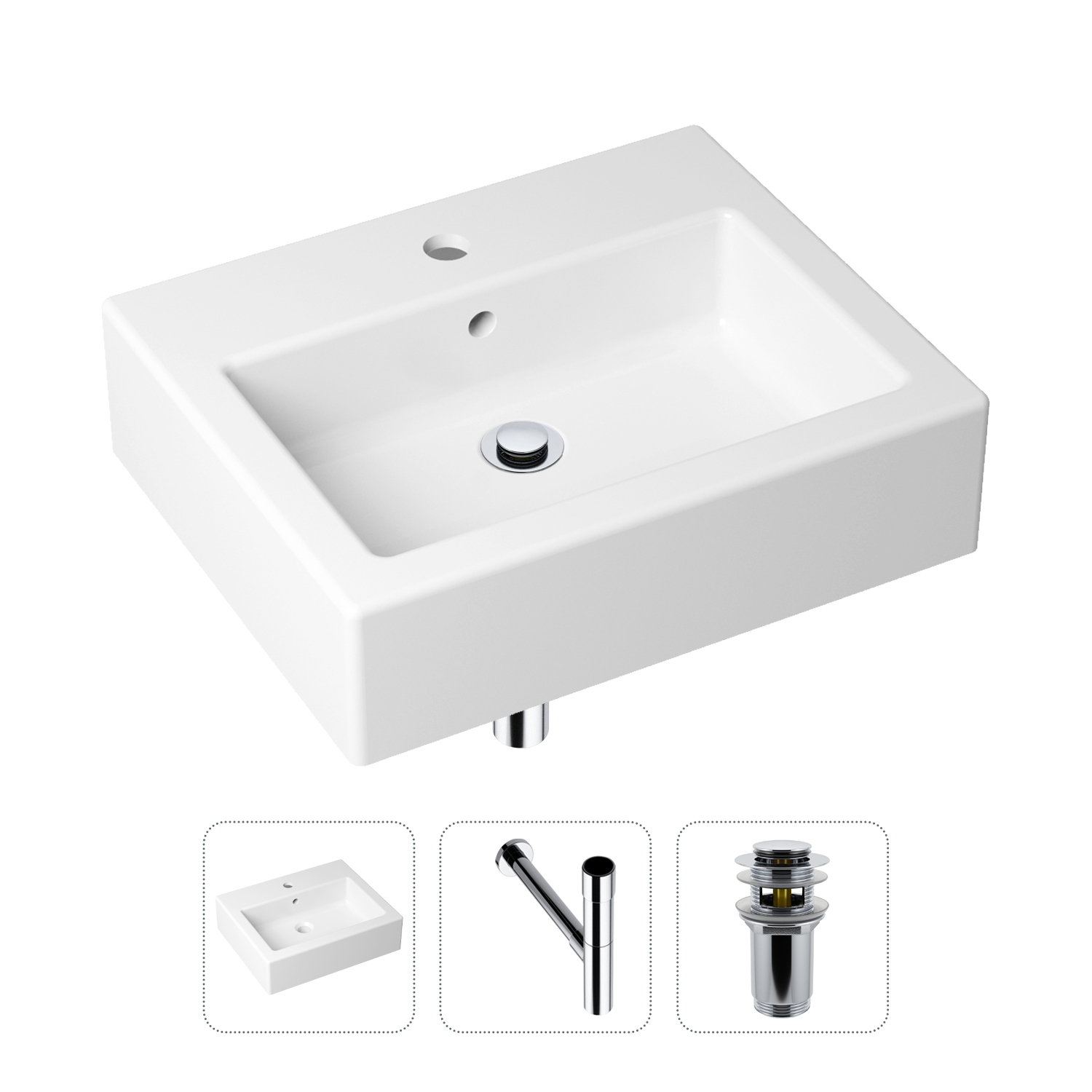 фото Комплект 3 в 1 lavinia boho bathroom sink 21520674: раковина 50.5 см, сифон, донный клапан