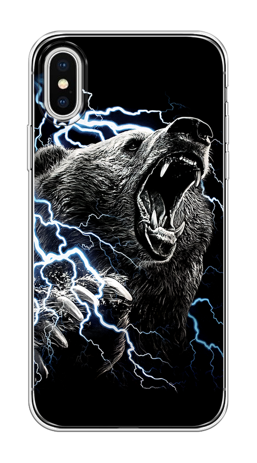 

Чехол на Apple iPhone X/XS "Гроза и медведь", Черный;серый;серебристый, 11850-1