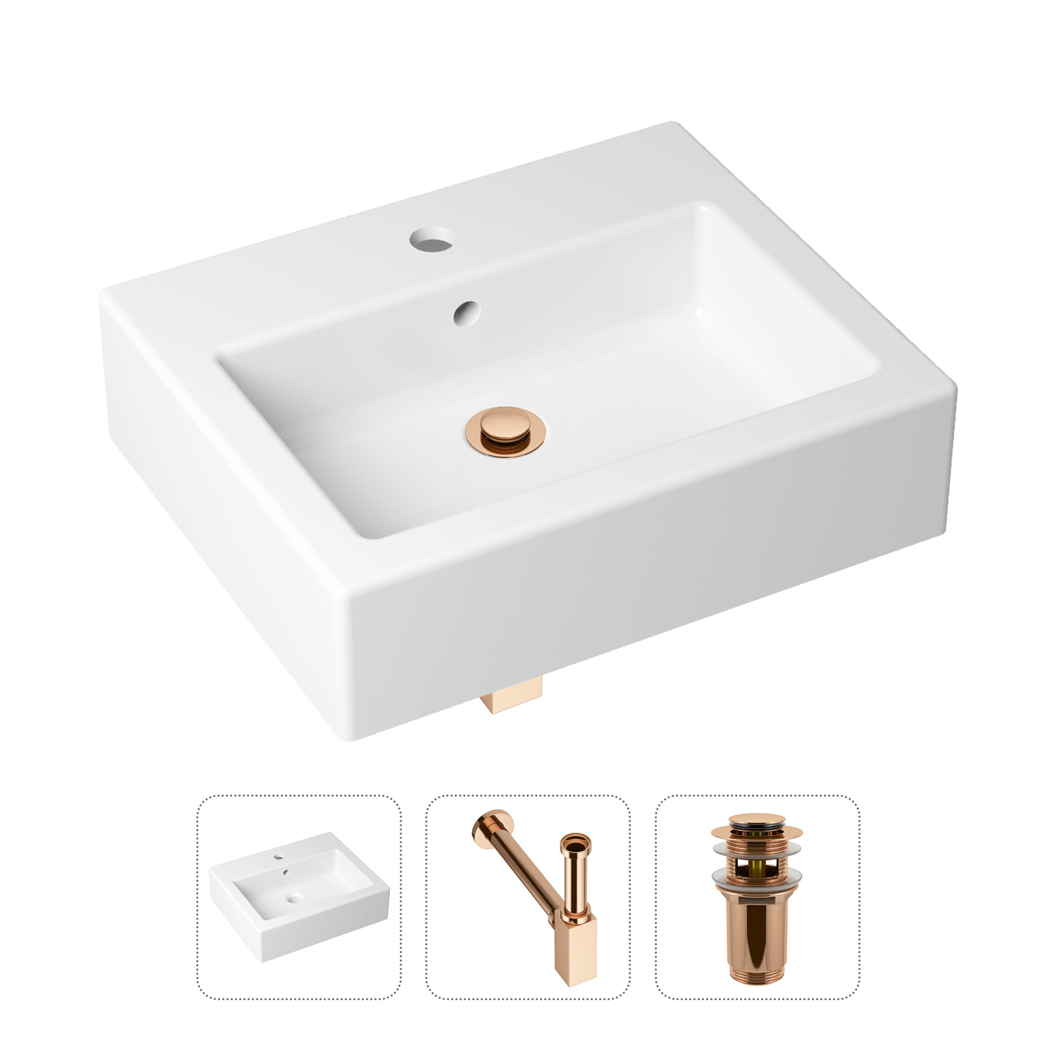 фото Комплект 3 в 1 lavinia boho bathroom sink 21520670: раковина 50.5 см, сифон, донный клапан