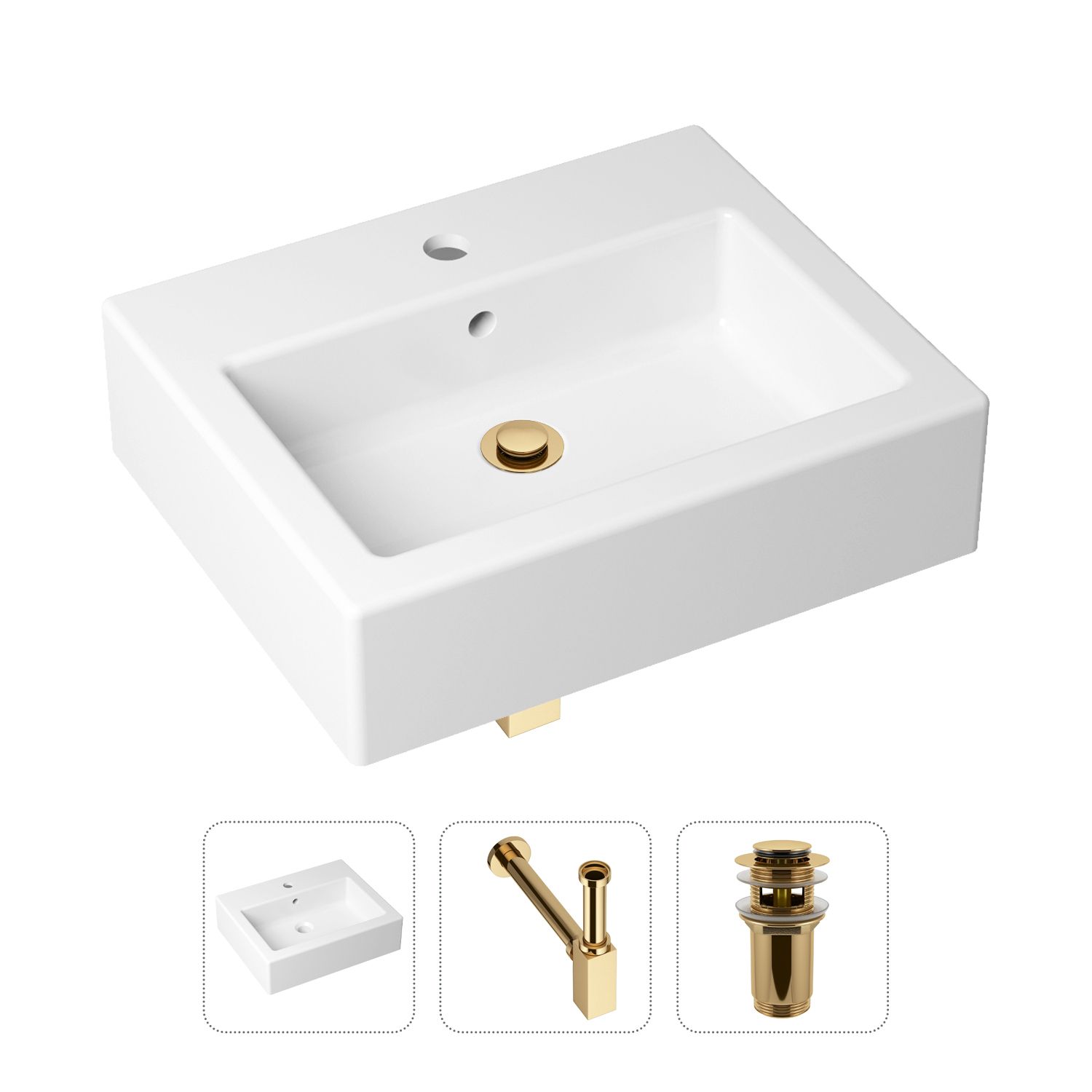 фото Комплект 3 в 1 lavinia boho bathroom sink 21520668: раковина 50.5 см, сифон, донный клапан