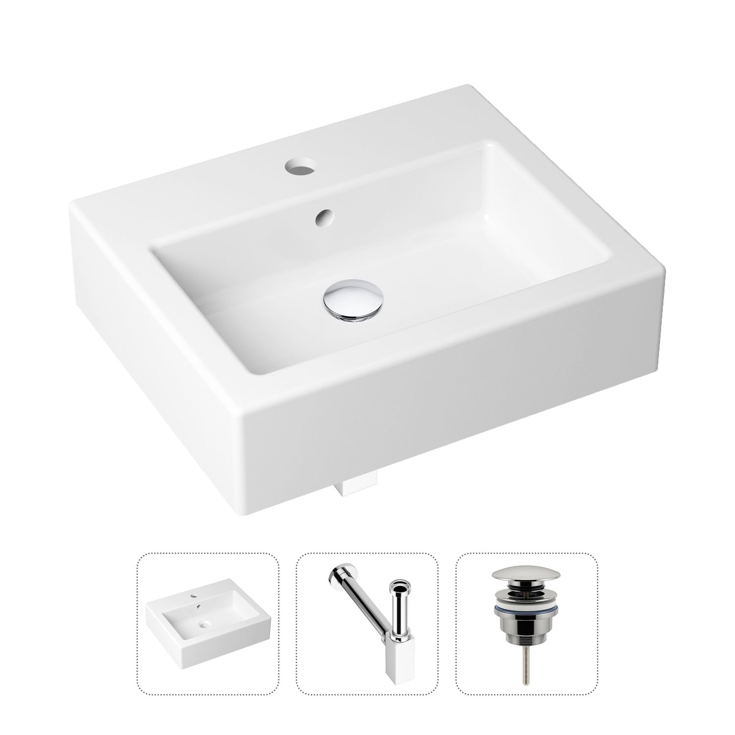 фото Комплект 3 в 1 lavinia boho bathroom sink 21520665: раковина 50.5 см, сифон, донный клапан